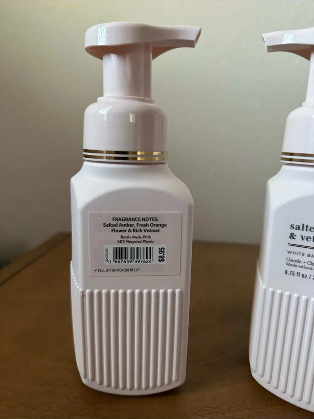 X2 bath and body works Salted Amber & Vetiver Foaming Hand Soaps NEW